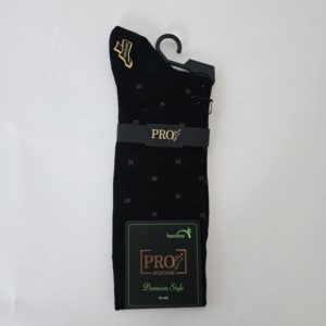 Машки црни бамбусови чорапи Pro со суптилна шара